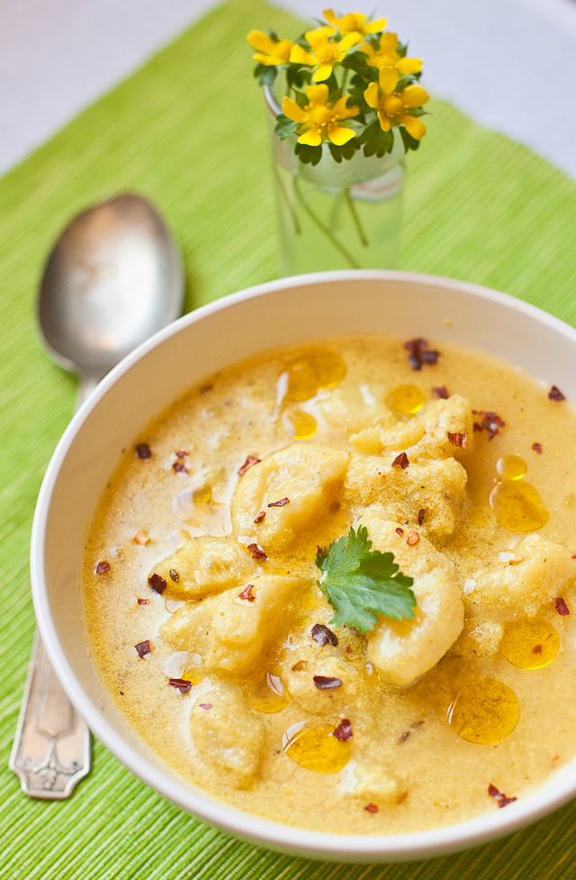 Dahi Ke Aloo (Potato and Yogurt Soup) for Navratri and a guest post on Eat Live Run