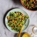 Kale and Brussel Sprouts Salad with Turmeric Honey Yogurt Dressing