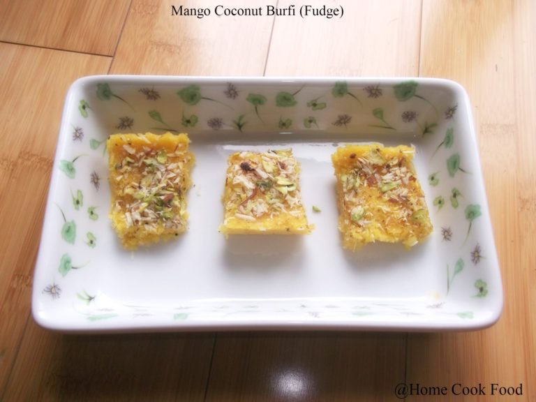 Mango Coconut Burfi  | Mango Coconut Fudge